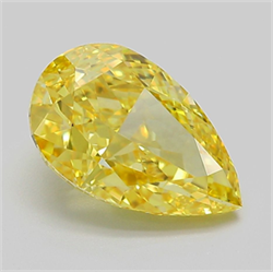 Picture of Lab Grown Diamond 3.07 Carats, Pear with  Cut, Fancy Vivid Yellow Color, VS1 Clarity and Certified by IGI