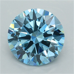 Picture of Lab Grown Diamond 3.01 Carats, Round with Ideal Cut, Fancy Vivid Blue Color, VS1 Clarity and Certified by IGI