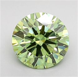Picture of Lab Grown Diamond 2.04 Carats, Round with Ideal Cut, Fancy Vivid Green Color, VVS2 Clarity and Certified by IGI