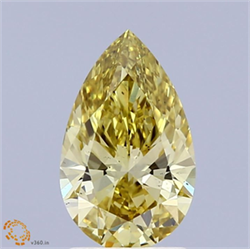 Picture of Lab Grown Diamond 1.52 Carats, Pear with  Cut, Fancy Vivid Yellow Color, VS2 Clarity and Certified by IGI