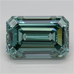 Picture of Lab Grown Diamond 4.08 Carats, Emerald with  Cut, Fancy Vivid Green Color, VS1 Clarity and Certified by IGI