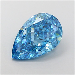 Picture of Lab Grown Diamond 4.50 Carats, Pear with  Cut, Fancy Vivid Blue Color, VVS2 Clarity and Certified by IGI