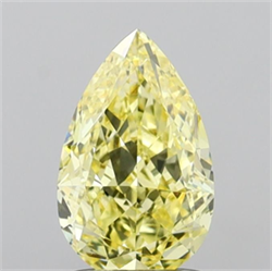 Picture of Lab Grown Diamond 1.52 Carats, Pear with  Cut, Fancy Intense Yellow Color, VVS2 Clarity and Certified by IGI