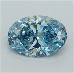 Picture of Lab Grown Diamond 1.62 Carats, Oval with  Cut, Fancy Vivid Blue Color, VS2 Clarity and Certified by IGI