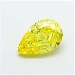 Picture of Lab Grown Diamond 1.38 Carats, Pear with  Cut, Fancy Vivid Yellow Color, VVS2 Clarity and Certified by IGI