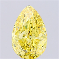 Picture of Lab Grown Diamond 4.00 Carats, Pear with  Cut, Fancy Vivid Yellow Color, VS2 Clarity and Certified by IGI