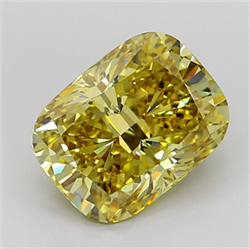 Picture of Lab Grown Diamond 3.08 Carats, CUSHION MODIFIED with  Cut, Fancy Intense Yellow Color, VVS2 Clarity and Certified by IGI