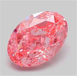 Picture of Lab Grown Diamond 3.10 Carats, Oval with  Cut, Fancy Vivid Pink Color, VS1 Clarity and Certified by IGI