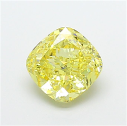 Picture of Lab Grown Diamond 3.07 Carats, CUSHION MODIFIED with  Cut, Fancy Intense Yellow Color, VS1 Clarity and Certified by IGI