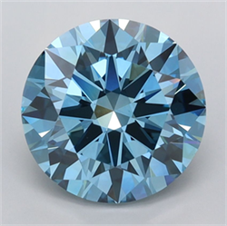 Picture of Lab Grown Diamond 3.00 Carats, Round with Excellent Cut, Fancy Vivid Blue Color, VVS2 Clarity and Certified by IGI