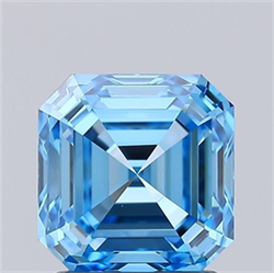 Picture of Lab Grown Diamond 1.65 Carats, Emerald with  Cut, Fancy Vivid Blue Color, VVS2 Clarity and Certified by IGI