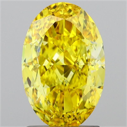 Picture of Lab Grown Diamond 1.84 Carats, Oval with  Cut, Fancy Vivid Yellow Color, VVS2 Clarity and Certified by IGI