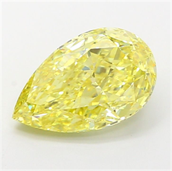 Picture of Lab Grown Diamond 3.04 Carats, Pear with  Cut, Fancy Vivid Yellow Color, VVS2 Clarity and Certified by IGI