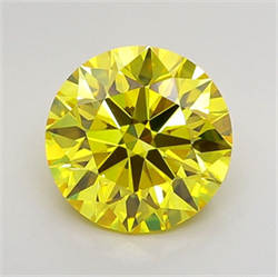 Picture of Lab Grown Diamond 2.28 Carats, Round with Ideal Cut, Fancy Vivid Yellow Color, VVS1 Clarity and Certified by IGI