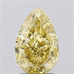 Picture of Lab Grown Diamond 2.03 Carats, Pear with  Cut, Fancy Vivid Yellow Color, VS1 Clarity and Certified by IGI