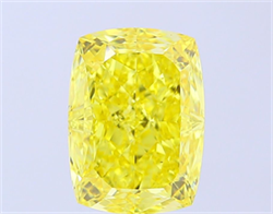 Picture of Lab Grown Diamond 4.69 Carats, CUSHION MODIFIED with  Cut, Fancy Vivid Yellow Color, VS2 Clarity and Certified by IGI
