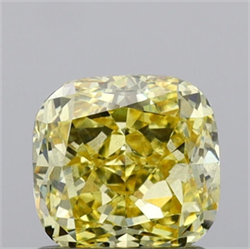 Picture of Lab Grown Diamond 1.20 Carats, CUSHION MODIFIED with  Cut, Fancy Vivid Yellow Color, VS2 Clarity and Certified by IGI