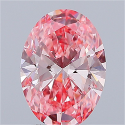Picture of Lab Grown Diamond 1.96 Carats, Oval with  Cut, Fancy Vivid Pink Color, VS1 Clarity and Certified by IGI