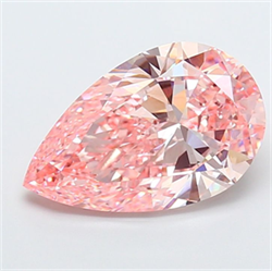 Picture of Lab Grown Diamond 5.52 Carats, Pear with  Cut, Fancy Vivid Pink Color, VS2 Clarity and Certified by IGI