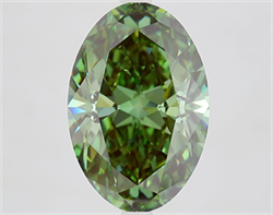 Picture of Lab Grown Diamond 5.26 Carats, Oval with  Cut, Fancy Vivid Green Color, VVS2 Clarity and Certified by IGI
