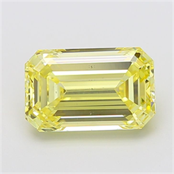 Picture of Lab Grown Diamond 4.02 Carats, Emerald with  Cut, Fancy Intense Yellow Color, VS2 Clarity and Certified by IGI