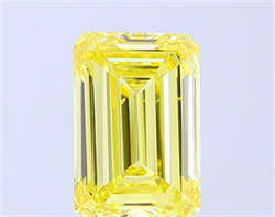 Picture of Lab Grown Diamond 4.00 Carats, Emerald with  Cut, Fancy Intense Yellow Color, VS2 Clarity and Certified by IGI