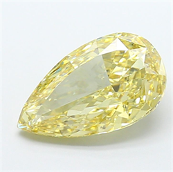Picture of Lab Grown Diamond 5.02 Carats, Pear with  Cut, Fancy Intense Yellow Color, VS2 Clarity and Certified by IGI