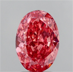 Picture of Lab Grown Diamond 3.12 Carats, Oval with  Cut, Fancy Vivid Pink Color, VS1 Clarity and Certified by IGI