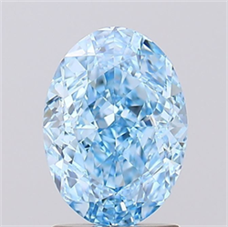 Picture of Lab Grown Diamond 1.90 Carats, Oval with  Cut, Fancy Vivid Blue Color, FL Clarity and Certified by IGI