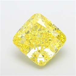 Picture of Lab Grown Diamond 5.43 Carats, CUSHION MODIFIED with  Cut, Fancy Vivid Yellow Color, VS2 Clarity and Certified by IGI