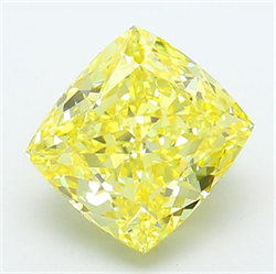 Picture of Lab Grown Diamond 4.56 Carats, CUSHION MODIFIED with  Cut, Fancy Vivid Yellow Color, VVS2 Clarity and Certified by IGI