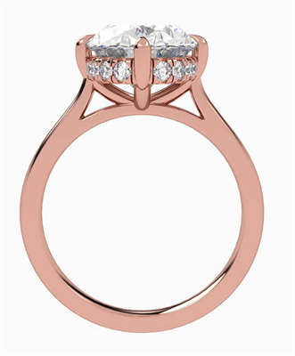 3 to 4.9 carats Hidden Halo Oval Engagement Ring Setting