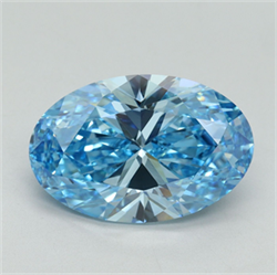 Picture of Lab Grown Diamond 6.01 Carats, Oval with  Cut, Fancy Vivid Blue Color, VVS2 Clarity and Certified by IGI