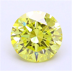 Picture of Lab Grown Diamond 1.71 Carats, Round with Ideal Cut, Fancy Vivid Yellow Color, VVS2 Clarity and Certified by IGI