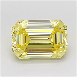 Picture of Lab Grown Diamond 2.55 Carats, Emerald with  Cut, Fancy Yellow Color, VVS2 Clarity and Certified by IGI