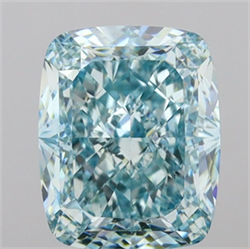 Picture of Lab Grown Diamond 4.05 Carats, CUSHION MODIFIED with  Cut, Fancy Intense Green Color, VS1 Clarity and Certified by IGI