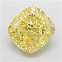 Picture of Lab Grown Diamond 7.01 Carats, CUSHION MODIFIED with  Cut, Fancy Intense Yellow Color, VS1 Clarity and Certified by IGI