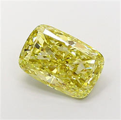 Picture of Lab Grown Diamond 5.10 Carats, CUSHION MODIFIED with  Cut, Fancy Intense Yellow Color, VS2 Clarity and Certified by IGI
