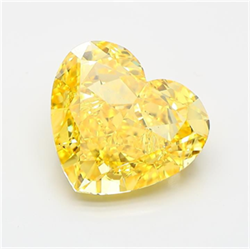 Picture of Lab Grown Diamond 7.54 Carats, Heart with  Cut, Fancy Vivid Yellow Color, VS2 Clarity and Certified by IGI