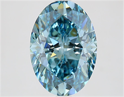 Picture of Lab Grown Diamond 3.61 Carats, Oval with  Cut, Fancy Vivid Blue Color, VS1 Clarity and Certified by IGI