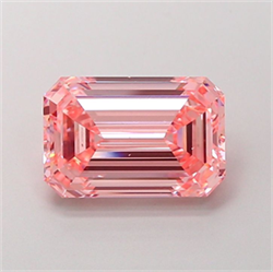 Picture of Lab Grown Diamond 2.99 Carats, Emerald with  Cut, Fancy Vivid Pink Color, VS2 Clarity and Certified by IGI
