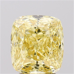 Picture of Lab Grown Diamond 3.03 Carats, CUSHION MODIFIED with  Cut, Fancy Intense Yellow Color, VS1 Clarity and Certified by IGI