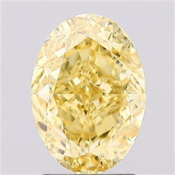Picture of Lab Grown Diamond 2.15 Carats, Oval with  Cut, Fancy Vivid Yellow Color, VS1 Clarity and Certified by IGI