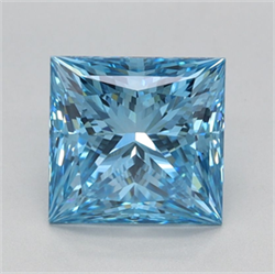 Picture of Lab Grown Diamond 1.51 Carats, Princess with  Cut, Fancy Vivid Blue Color, VS1 Clarity and Certified by IGI