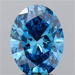 Picture of Lab Grown Diamond 3.02 Carats, Oval with  Cut, Fancy Vivid Blue Color, VS1 Clarity and Certified by IGI