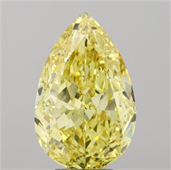 Picture of Lab Grown Diamond 6.04 Carats, Pear with  Cut, Fancy Intense Yellow Color, VS1 Clarity and Certified by IGI