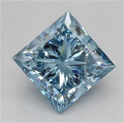 Picture of Lab Grown Diamond 1.31 Carats, Princess with  Cut, Fancy Vivid Blue Color, VS2 Clarity and Certified by IGI