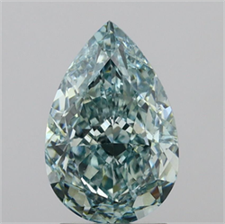 Picture of Lab Grown Diamond 2.78 Carats, Pear with  Cut, Fancy Vivid Green Color, VVS2 Clarity and Certified by IGI