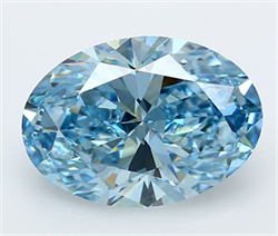Picture of Lab Grown Diamond 4.97 Carats, Oval with  Cut, Fancy Vivid Blue Color, VVS1 Clarity and Certified by IGI
