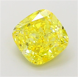 Picture of Lab Grown Diamond 1.69 Carats, CUSHION MODIFIED with  Cut, Fancy Vivid Yellow Color, VVS2 Clarity and Certified by IGI